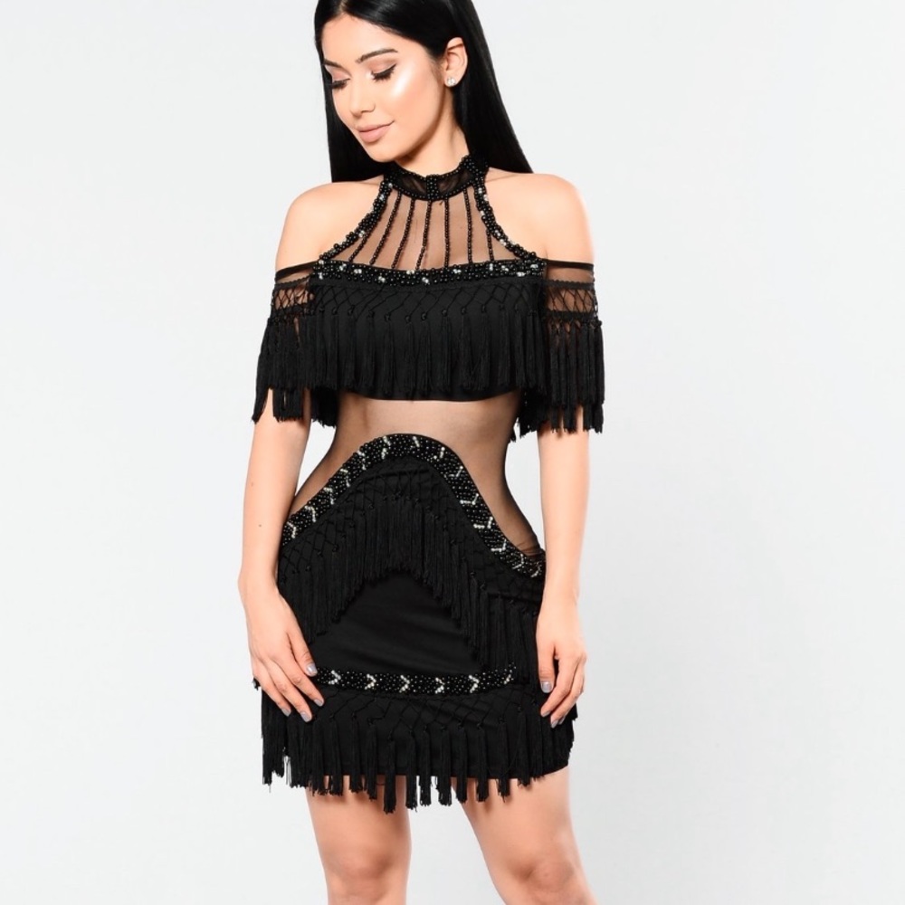 Black fringe dress